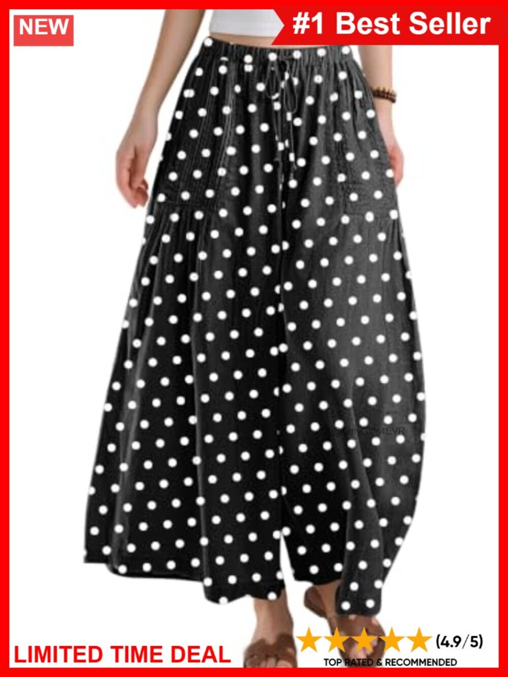 Linen Wide Leg Palazzo Pants with Pockets Pleated Drawstring